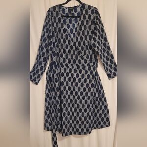 Jones News York Signature Wrap Dress Navy & White 2X